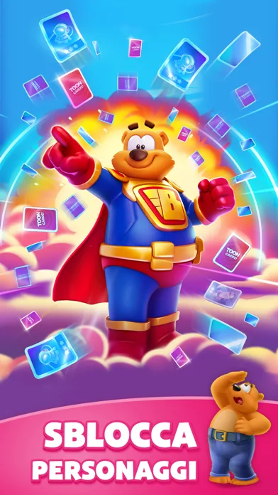 Personaggio colorato di un gioco arcade tra le carte